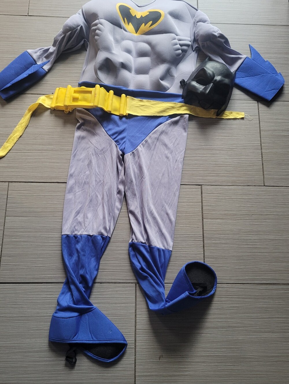 Rubie's Blue and Gray Superhero Costume with Yellow Belt and Black Mask